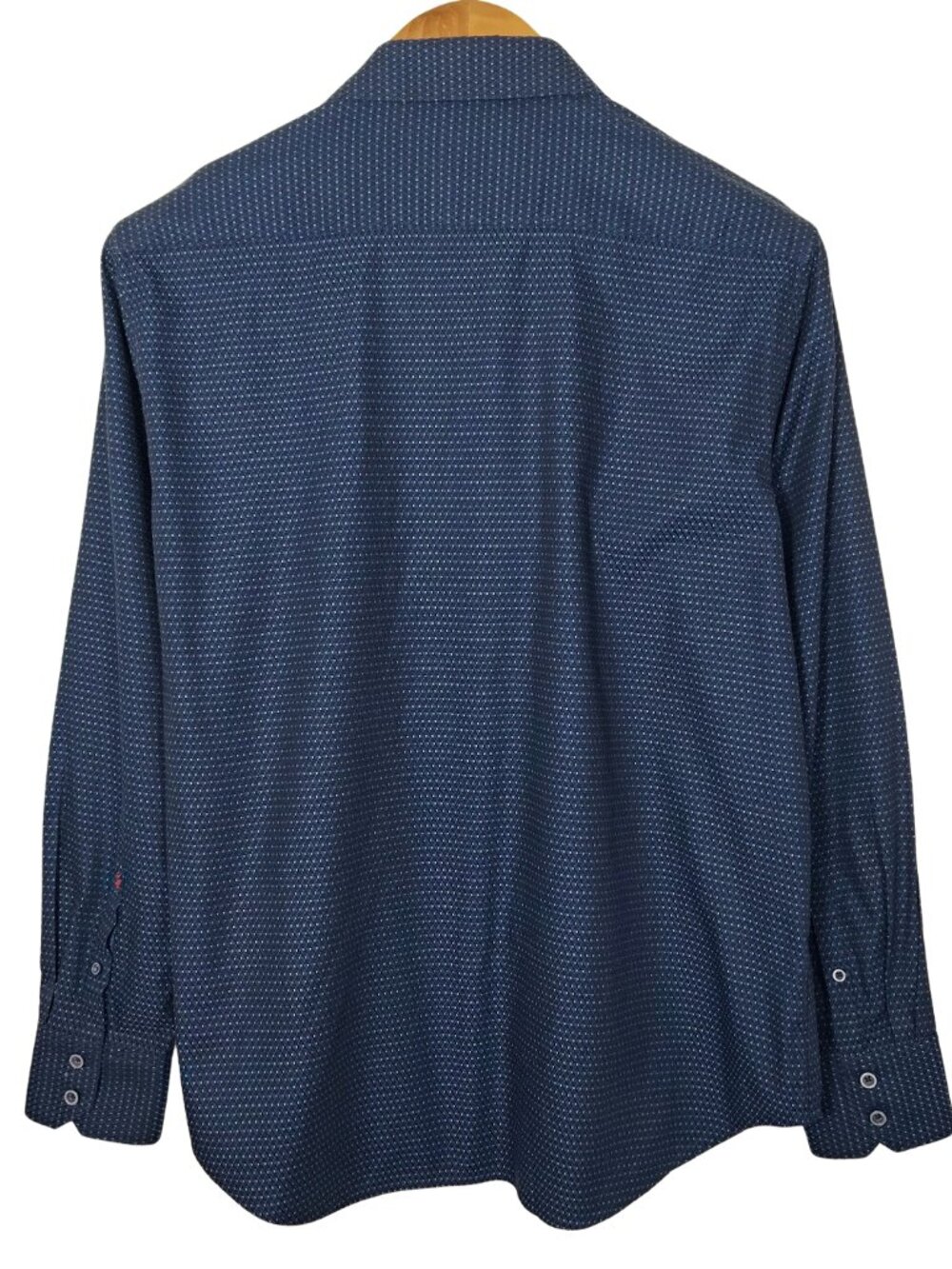 Robert Graham Mens Button Up Shirt Navy Blue Geometric Print Flip Cuffs Size XL - Picture 4 of 11